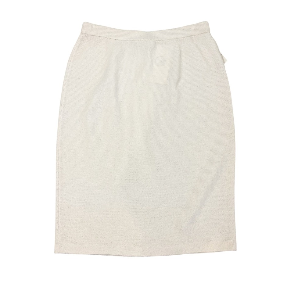NEW St. John Evening Marie Gray Cream Knit Pencil Skirt Size 10 Santana Knit NWT